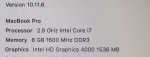 APPLE MACBOOK PRO 13.3" INTEL CORE I7 8GB RAM 120GB SSD OSX 10.11.6