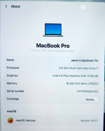 Apple MacBook Pro 13” 2017 2.5Ghz i7 16GB RAM 256GB SSD Fully Function