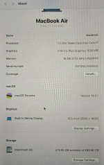 Apple Macbook Air 2020 Laptop| Quad Core i7 16GB 512GB RETINA SONOMA