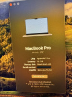 M1 Macbook Pro 14 inch 16GB 1TB