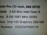 MacBook Pro -17 inch -  2010 - i5 2.53 ghz