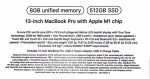 13" MacBook Pro with Apple M1 Chip 8/2021