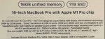 16" 2021 MacBook M1 PRO 16Core 16GB ram 1TB Programs AppleCare