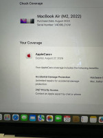 Macbook Air 2022 M2 Applecare + till 2026