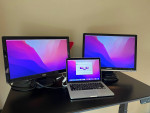 MacBook Pro 2015 + Henge Dock + dual displays + Logitech speakers