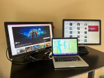 MacBook Pro 2015 + Henge Dock + dual displays + Logitech speakers