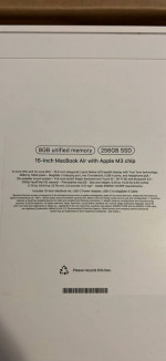 Macbook air 15” m3 8gb/256gb
