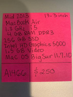 Mid 2013 i5 Macbook Air with 256 GB SSD, 4GB Ram, and Big Sur OS