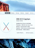 Apple MacBook Pro 15” A1286 Mid 2009 Core2Duo 2.66GHz 8GB 320GB HDD El Capitan