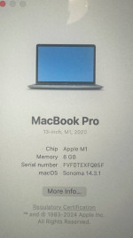 2020 MacBook Pro 13” M1 500 Gb