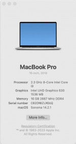 MacBook Pro i9 2.3GHz 16" 16GB RAM 1TB SSD with dedicated graphics