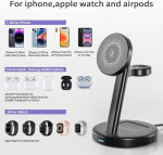 Magnetic Wireless Charging Station for Apple Series,15W 3-in-1 Standar