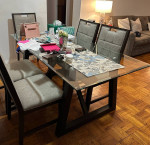 Glass Dining Table with Chairs - 6 feet