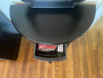 Foyer Entry Way Console Table & Mirror Set Black Red Rustic Patina
