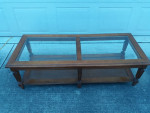 REDUCED! Nice Coffee Table~ Wood, Ratan, & Beveled Glass!