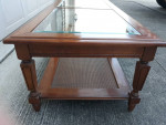 REDUCED! Nice Coffee Table~ Wood, Ratan, & Beveled Glass!
