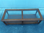 REDUCED! Nice Coffee Table~ Wood, Ratan, & Beveled Glass!