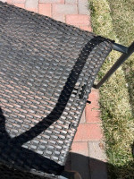 Patio dining set - glass top table and six chairs
