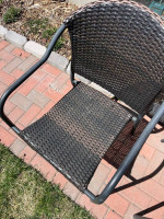 Patio dining set - glass top table and six chairs
