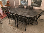 Heavy wrought aluminum patio table and 6 chairs, can deliver