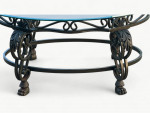 Dark Green / Copper Metal Oval Coffee Table & Glass Top