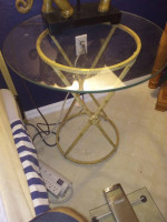 Headboard mirror and side table