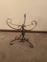 Metal Side Table with Glass Top