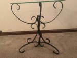 Metal Side Table with Glass Top