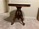 Antique table with white marble top