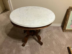 Antique table with white marble top