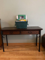 Pier One Distressed wood table/drawer set