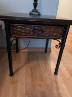 Pier One Distressed wood table/drawer set
