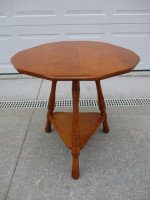 1960's Maple Three Legged Side Table or Nightstand or Bedside Table
