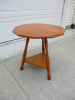 1960's Maple Three Legged Side Table or Nightstand or Bedside Table