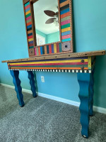 Beautiful hand painted by david marsh sofa table and mirror