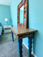 Beautiful hand painted by david marsh sofa table and mirror