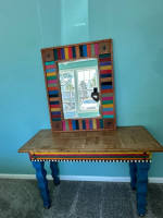 Beautiful hand painted by david marsh sofa table and mirror