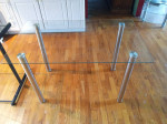 glass table with metal legs