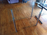 glass table with metal legs