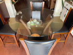 Round, Glass, Bar/counter height pub/kitchen Table with 4 chairs