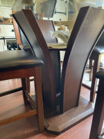 Round, Glass, Bar/counter height pub/kitchen Table with 4 chairs