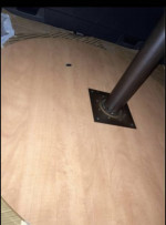 Circular 42” Wood / Laminate Table with Metal Base and Legs