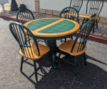 Green Tile Pedestal Table and 6 Chairs