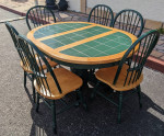 Green Tile Pedestal Table and 6 Chairs