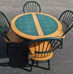 Green Tile Pedestal Table and 6 Chairs