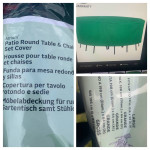 Like New. Green Atruim Large Patio Round Table and Chair Set cover.
