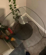 Modern Tear Drop Shaped Glass Top End Table