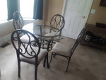 Round Glass Kitchen Table + 4 chairs