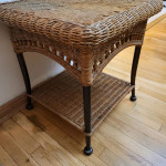 Rattan wicker sofa side end table sunroom cottage den family room livingroom acc