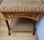 Rattan wicker sofa side end table sunroom cottage den family room livingroom acc
